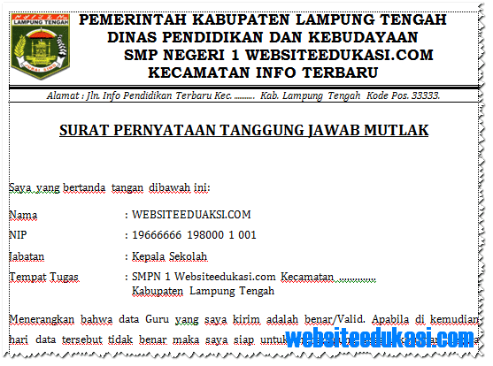  Surat  Pernyataan Tanggung Jawab Mutlak Kepala Sekolah 