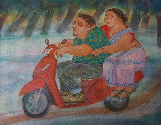 Painting by Kabari Banerjee, part of the collection "Bhadralok" at Indiaart Gallery (www.indiaart.com)