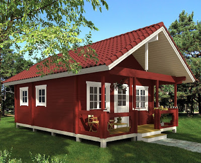 Allwood Timberline Kit Cabin, Red
