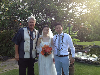 Kauai Wedding Minister Larry LaSota with Japanese Bride and Groom