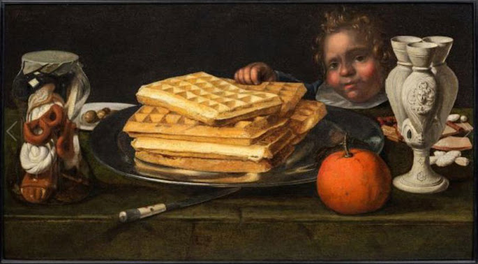 Stilleven met een jongetje bij een schotel met wafels; schilderij uit 1623 van Jan Willemsz. de Wilde