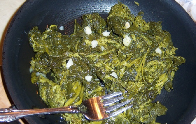 this is broccoli rabe sauteed with garlic