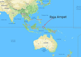 Map location of Raja Ampat islands in the Republic of Indonesia