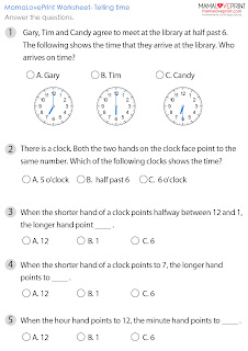 MamaLovePrint . Grade 1 Math Worksheets . Telling Time With o'clock and half past . Learning Time PDF Free Download (With Answer)