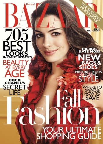 Anne Hathaway on the Cover of August Harper's Bazaar