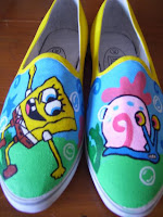 cara membuat sepatu lukis spongebob