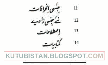 Contents of Jinsiyati Mutaliay Pdf Urdu book by Ali Abbas Jalalpuri