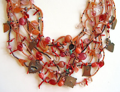 bead necklace with copper charms by Robin Atkins