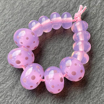 Handmade lampwork glass beads made with Creation is Messy Dollhouse Misty