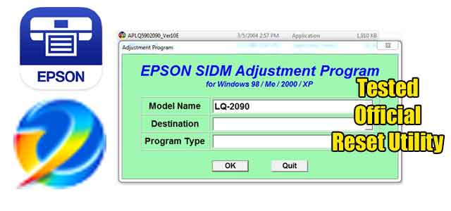 Epson LQ-2090 Adjustment program (Reset Utility)