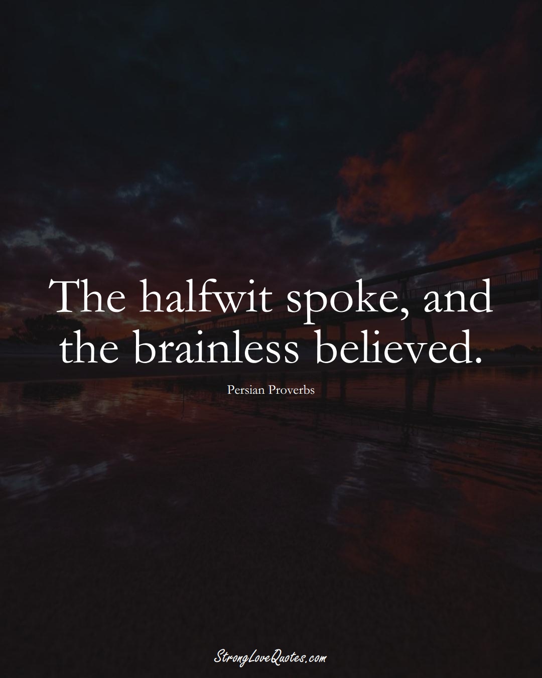 The halfwit spoke, and the brainless believed. (Persian Sayings);  #aVarietyofCulturesSayings