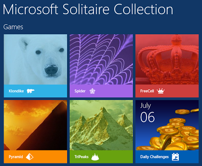 available solitaire games in windows 8