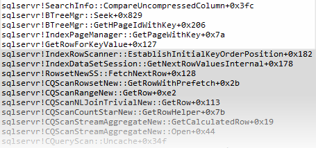 32-bit SQL Server stack trace