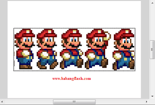 Import file image mario bross, atau jika anda belum memiliki image mario bross, anda bisa cari image nya di google, dengan kata kunci mario sprite. copy / salin dari image mario dari google, terus paste / tempel ke stage flash anda.