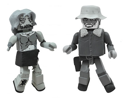 Halloween ComicFest Exclusive The Walking Dead B&W Minimates 2 Pack by Diamond Select Toys - Dale & Female Zombie Action Figures