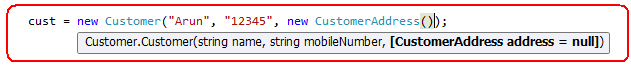 optional parameters in C# shown in Visual Studio