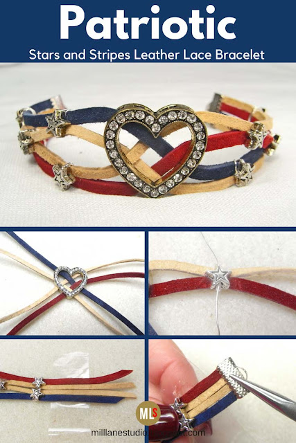 Stars and Stripes leather lace bracelet inspiration sheet