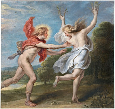 Apolo persiguiendo a Dafne. Theodoor Van Thulden, 1636. Museo Del Prado, Madrid (España). https://pinceladasdelpasado.blogspot.com/2023/01/el-olimpo-y-sus-dioses.html