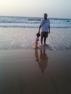 Anisha and dad on the walk