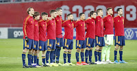 SELECCIÓN DE ESPAÑA. Temporada 2020-21. Fabián Ruiz, Bryan Gil, Pedri, Ferran Torres, Álvaro Morata, JOrdi Alba, Pedro Porro, Eric García, Diego Llorente, Unai Simón y Sergio Busquets. SELECCIÓN DE GEORGIA 1 SELECCIÓN DE ESPAÑA 2. 28/03/2021. Fase de clasificación para la Copa del Mundo de FIFA de Catar 2022, Grupo B, 2ª jornada. Tbilisi, Georgia, Estadio Boris Paichadze. GOLES: 1-0: Kvaratshkelia. 1-1: 55’, Ferran Torres. 1-2: 90+2’: Dani Olmo.