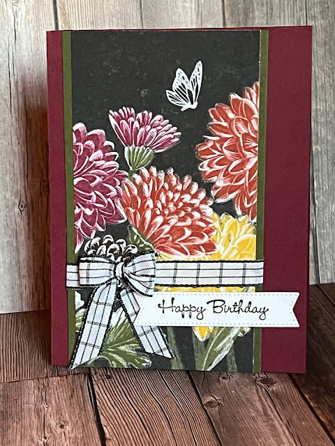 Birthday card idea with a Fall Theme using Stampin' Up! Rustic Harvest Designer Series Paper