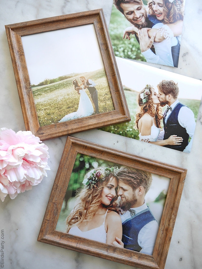 DIY Wedding Wall Gallery with FREE Printable Poster - instructions on how to easily create a wedding gallery wall wt home! | #WalmartPhoto #sponored content created by @BirdsParty for @wm_photo_center #wedding #gallerywall #diy #weddingcrafts #weddingdiy #diyweddingphotos #weddingphotos #weddingcanvas #weddingart #weddingdeco