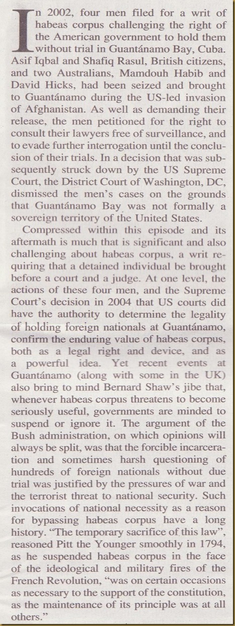 Habeas Corpus extrach d'article critica del libre TLS 171210