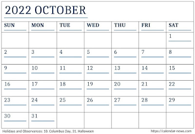 October 2022 Calendar