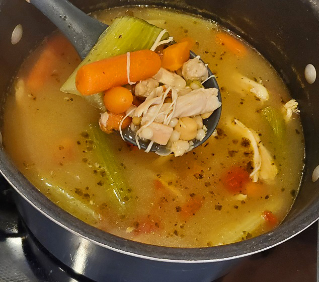 soup pot of lemon chicken soup