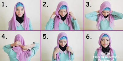 tutorial model hijab wisuda segi empat dua warna terbaru