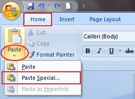 Paste special word