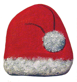 painted rocks, Santa, hat, fleece