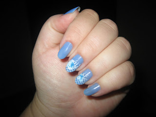 Fresh Aqua Rose on Blue Base Nail Art Fashion