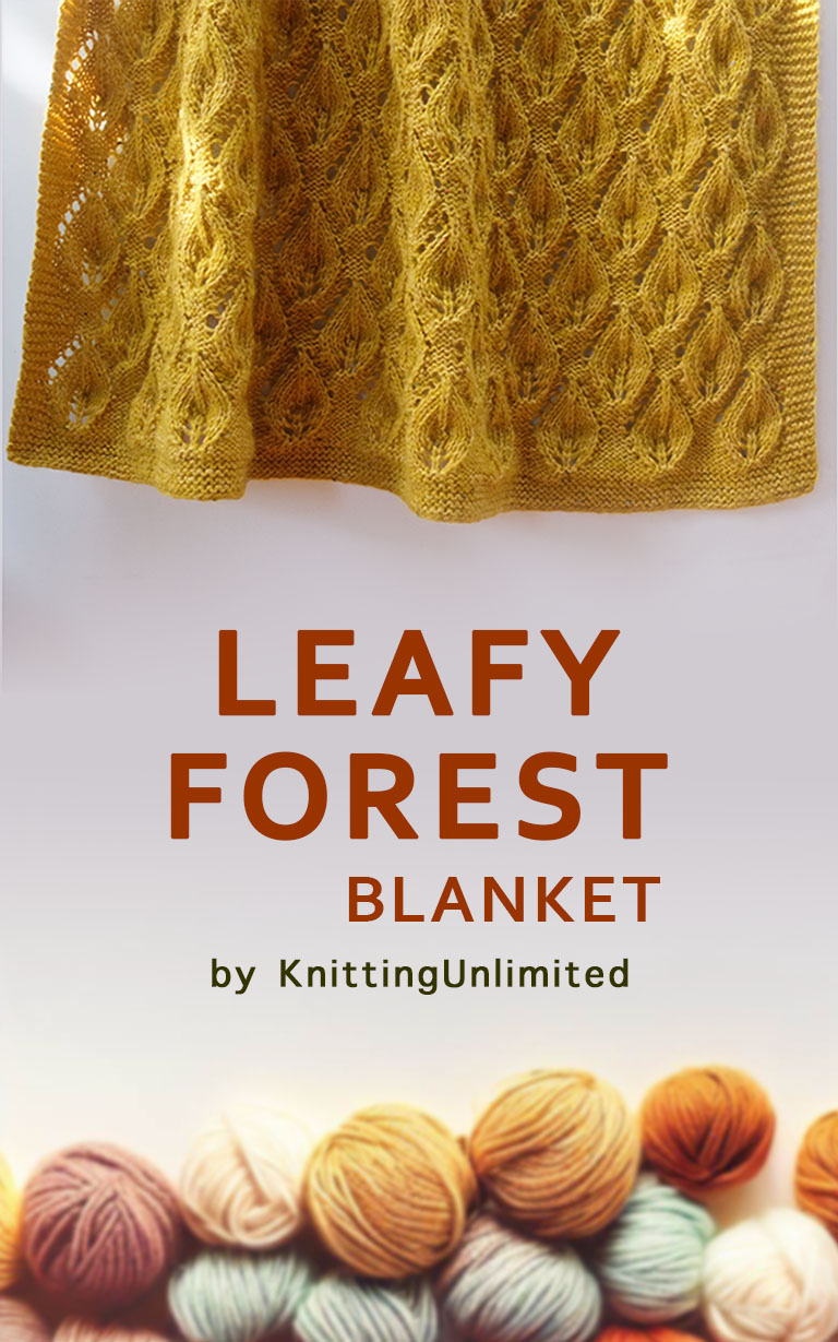 Leafy Forest Blanket by Knitting Unlimited. Free pattern.