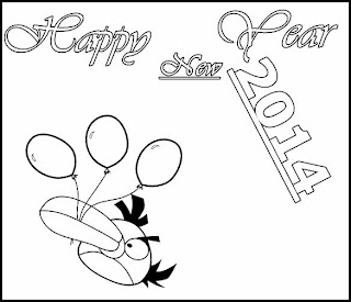 Happy New Year 2014 for Coloring