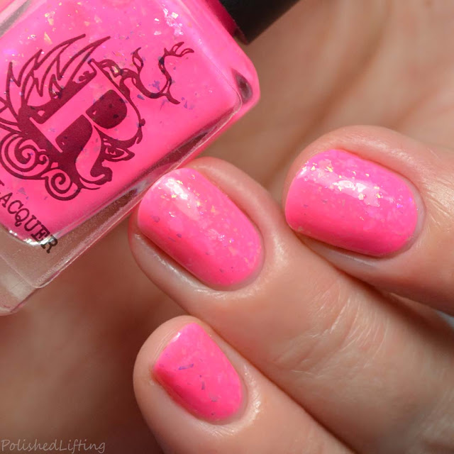 neon pink flakie nail polish