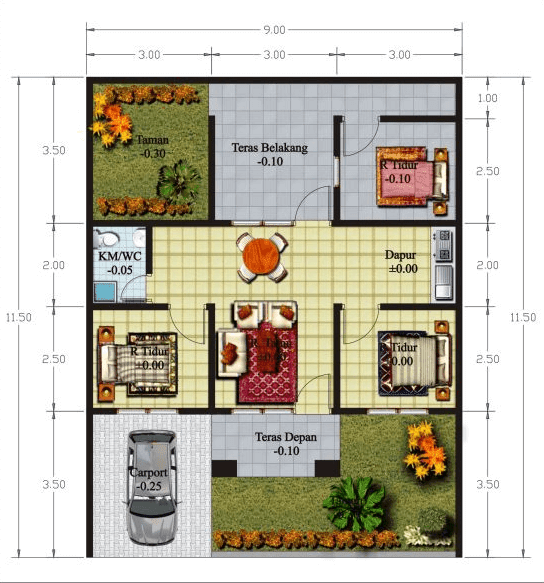 17 Desain Rumah Minimalis Modern 3 Kamar Tidur Paling 