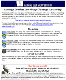 Manning's Geekiest User Group Challenge