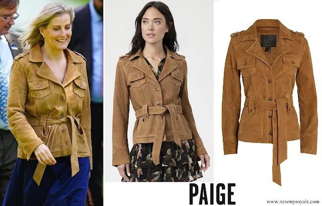 The Duchess of-Edinburg wore Paige Suede Tawnie Biker Jacket In Cognac