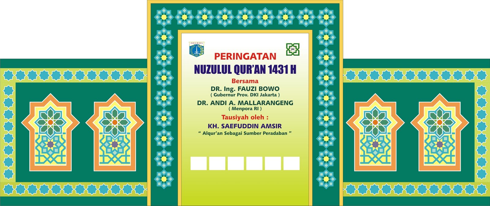 DESAIN BACKDROP NUZULUL QURAN DI JIC by desain gratis