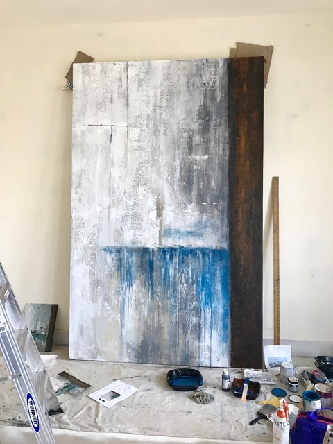 Painted barn door in progress