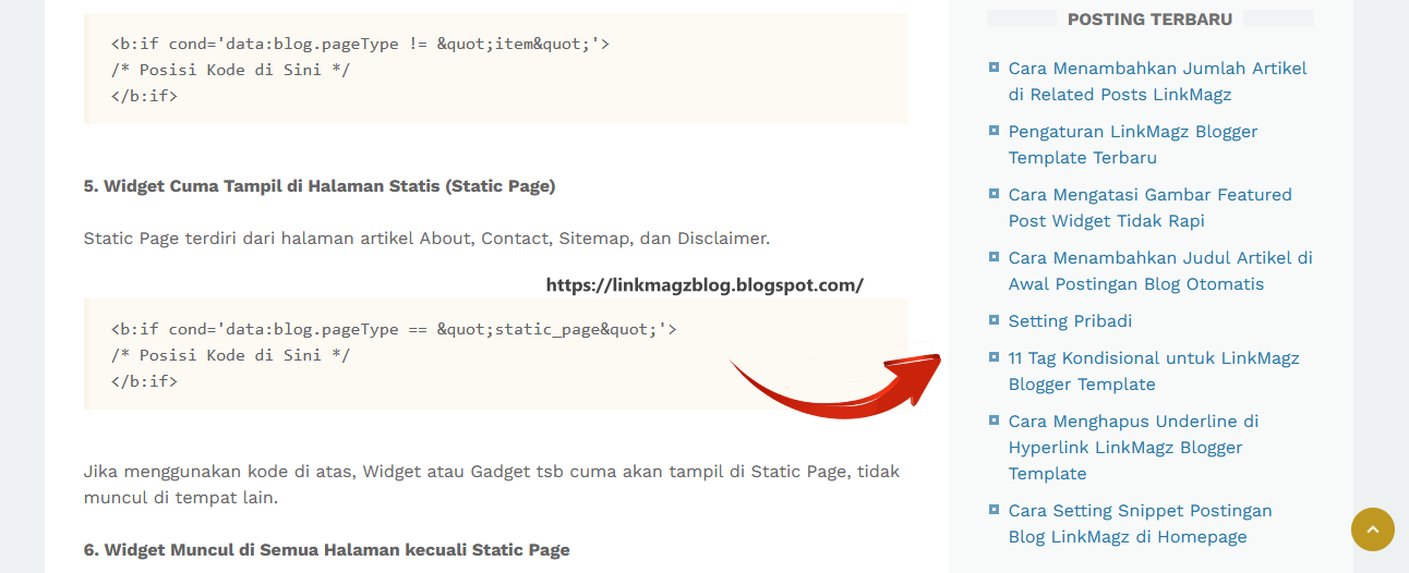 Cara Menambahkan Widget Artikel Terbaru di LinkMagz Blogger Template