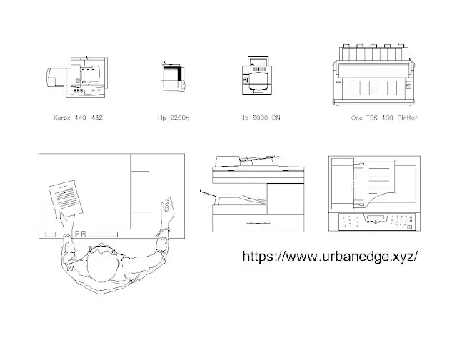 Printers and Photocopier cad blocks free download, 5+ Printer cad blocks