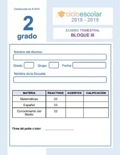 Examen Trimestral Segundo grado 2018-2019