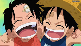 ワンピースアニメ 頂上戦争編 476話 ルフィ エース 幼少期 かわいい | ONE PIECE Episode 476