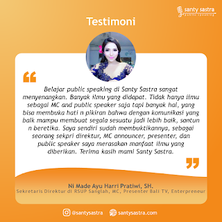 Testimoni Santy Sastra Public Speaking