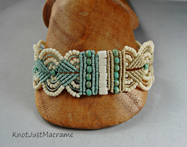 Micro macrame bracelet by Sherri Stokey of Knot Just Macrame.