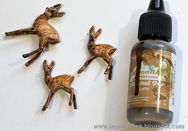 Layers of ink - Deer Winter Shadow Box Tutorial by Anna-Karin with Tim Holtz idea-ology embellishments.