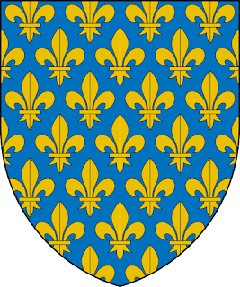 Armas reais da França (antigas): de azul, semeado de flores de lis de ouro. Atestadas desde 1209 (selo do príncipe Luís, futuro Luís VIII).