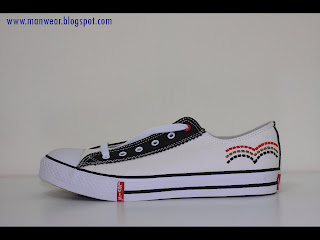 Price: RM 59 Item Code: L-02 Colour: Main is White with Black at the middle.  Material : Leather  Size: Euro 41 to 45 